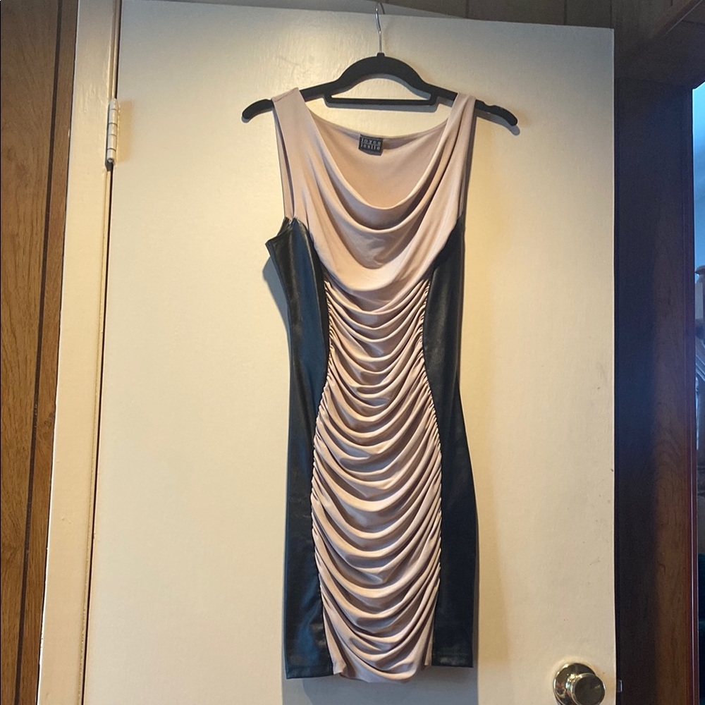 Joyce Leslie Ruched Cowl Neck Mini Dress